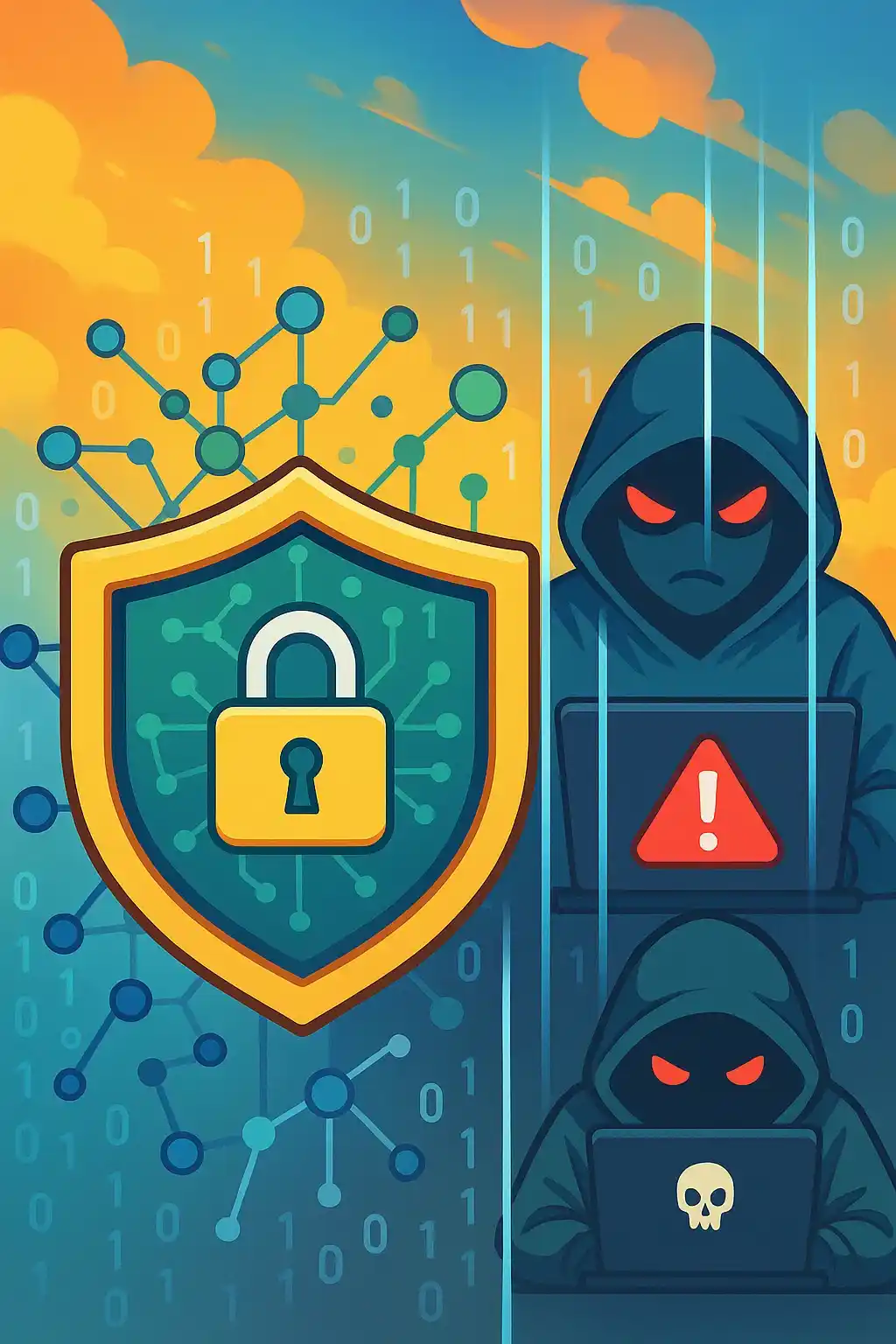 Security shield stopping hackers and protecting data